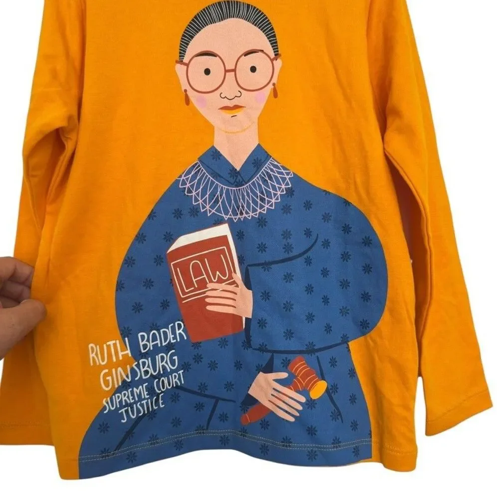 Piccolina Girls Size 6 Ruth Bader Ginsburg History Woman Power Feminist Cotton